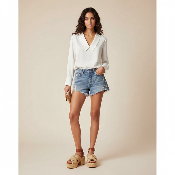 AGOLDE Parker Vintage Fray Cut Off Shorts Women’s Size 29 Swapmeet Distressed - Picture 2 of 11